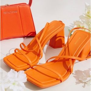 Brand new! PrettyLittle Thing orange strappy heels